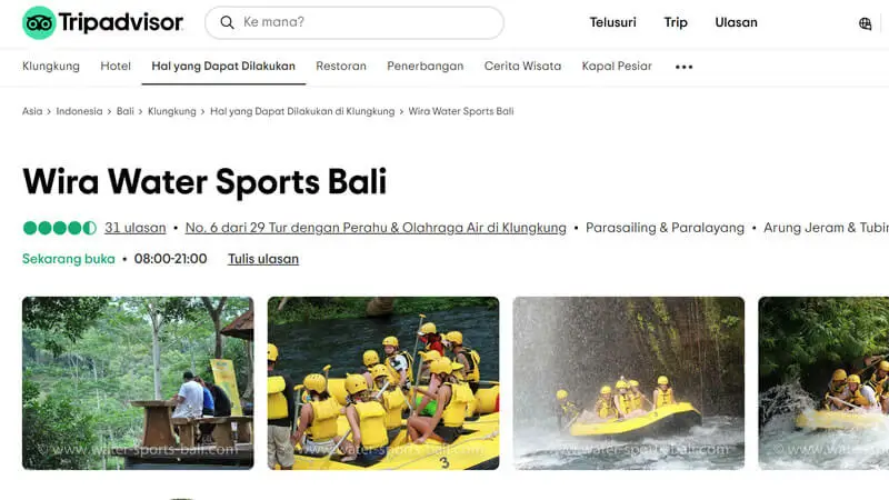 Cara beli watersport Bali online aman: cek ulasan TripAdvisor untuk validasi penjual.