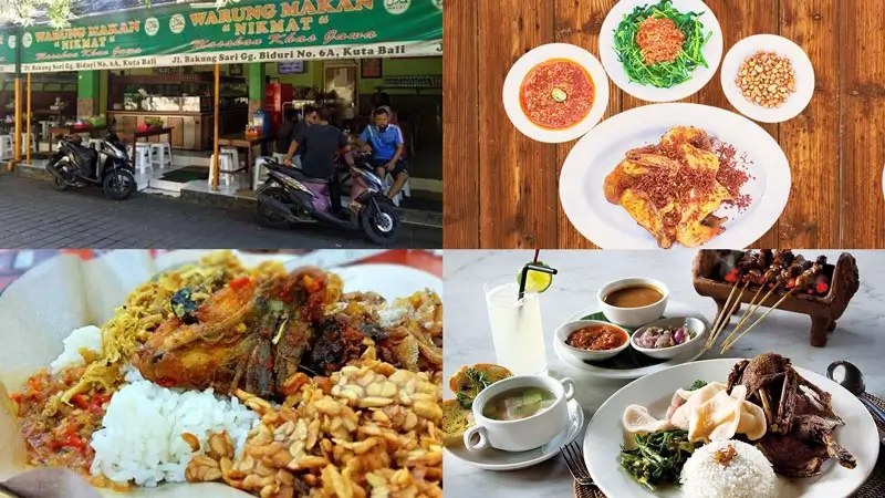 Kolase 4 tempat makan halal murah di Kuta – lokasi & menu favorit wisatawan Muslim