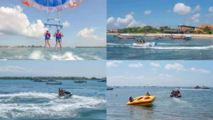 Kolase paket watersport Tanjung Benoa: parasailing, banana boat, jet ski, donut ride
