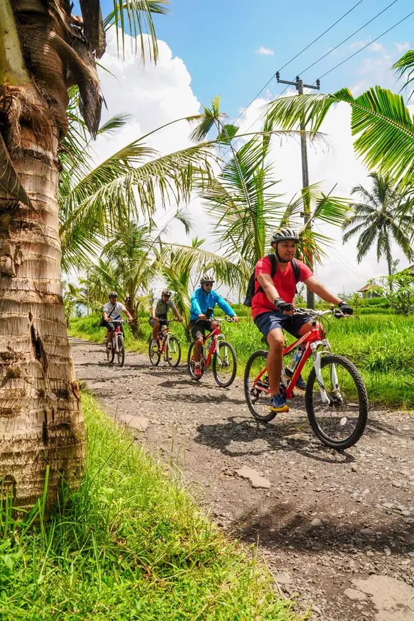 Peserta Sobek Cycling Kintamani melewati jalur desa Bali