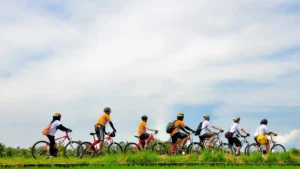 Peserta mengikuti Tur Bersepeda Ubud Sobek